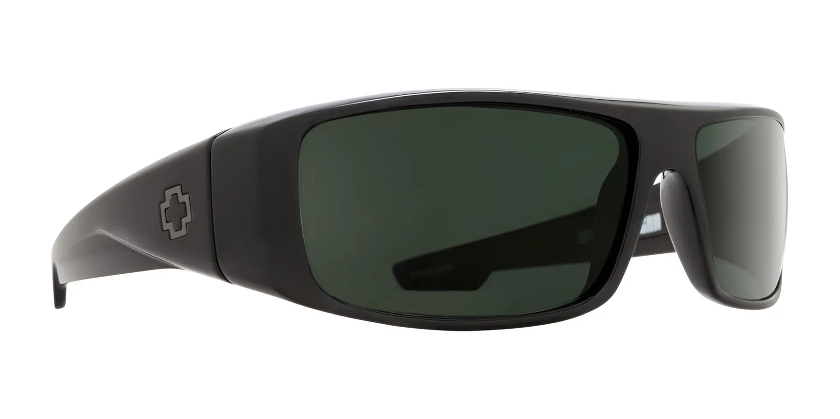 The SPY LOGAN Sunglasses in black feature a wraparound design, durable Grilamid® construction, dark lenses, and a logo on the left arm. The SPY LOGAN Sunglasses in black feature a wraparound design, durable Grilamid® construction, dark lenses, and a logo on the left arm.