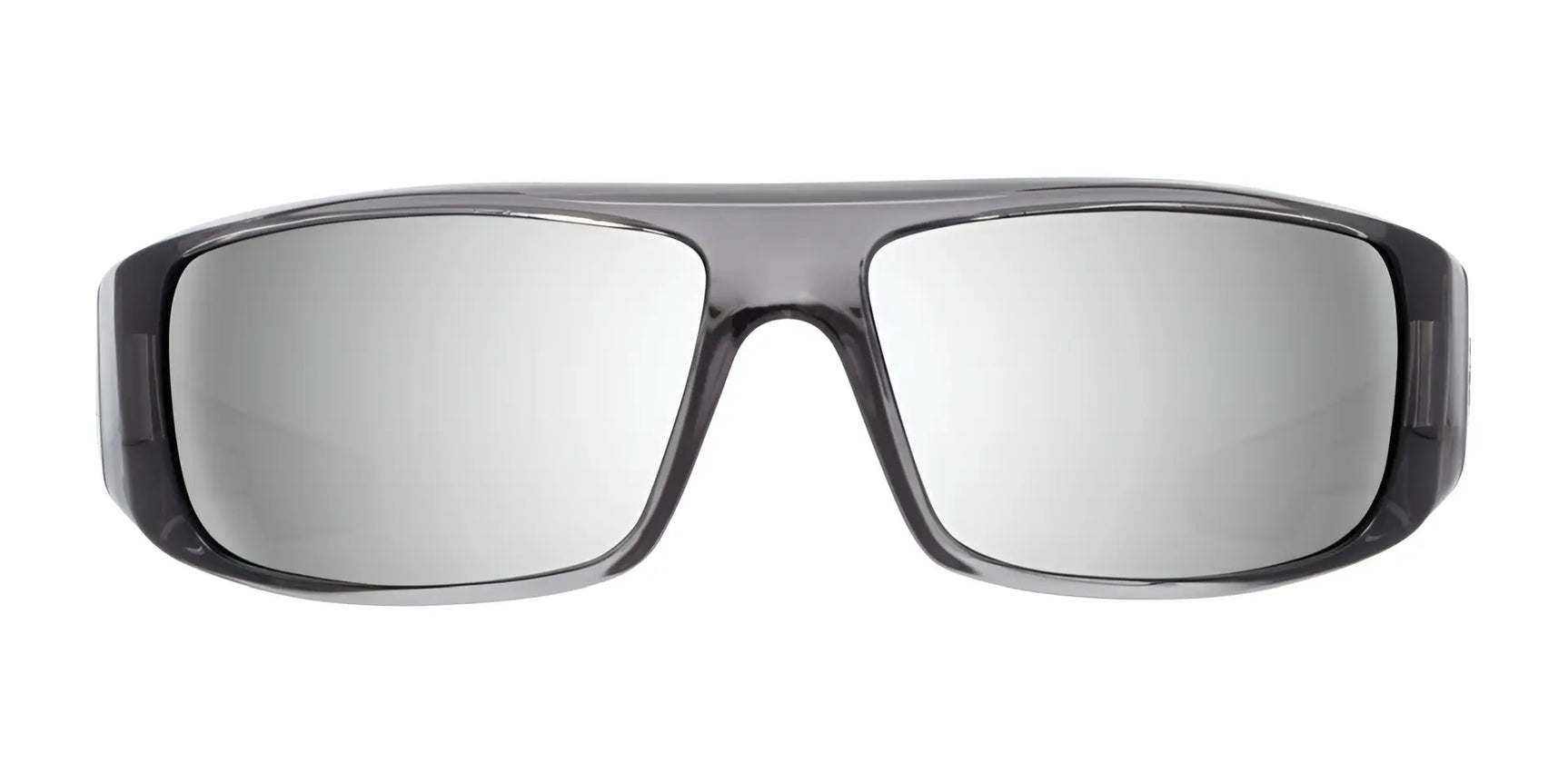 The SPY LOGAN Sunglasses (Size 61) by SPY feature wide, wraparound mirrored Happy™ lenses and a thick black Grilamid® frame for durable style, shown from the front. The SPY LOGAN Sunglasses (Size 61) by SPY feature wide, wraparound mirrored Happy™ lenses and a thick black Grilamid® frame for durable style, shown from the front.