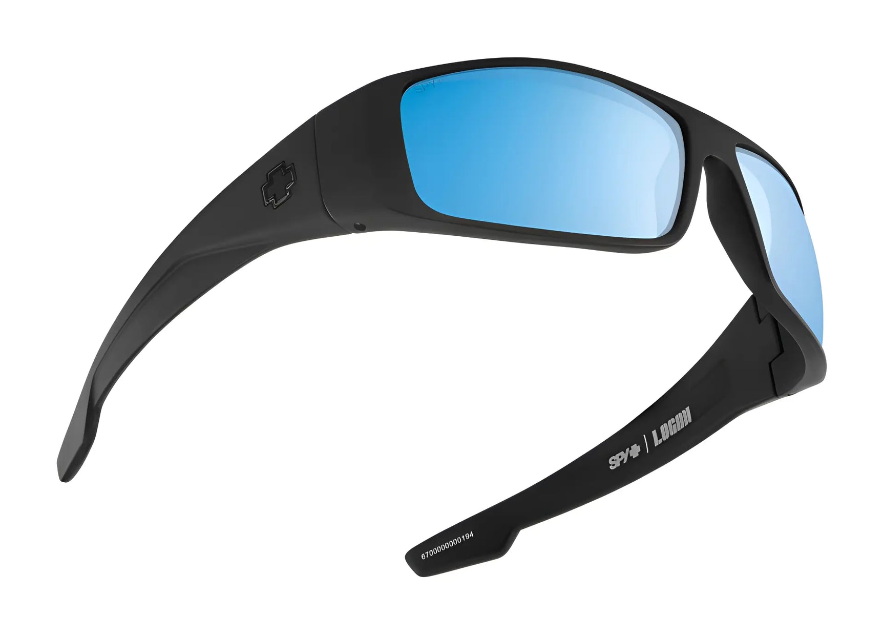 SPY LOGAN Sunglasses | Size 61 by SPY, featuring thick Grilamid frames and blue mirrored lenses with Trident polarization, viewed from an angle. SPY LOGAN Sunglasses | Size 61 by SPY, featuring thick Grilamid frames and blue mirrored lenses with Trident polarization, viewed from an angle.