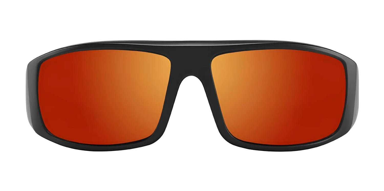 SPY LOGAN Sunglasses by SPY in size 61 feature large, rectangular, reflective orange lenses and durable Grilamid construction, displayed on a white background. SPY LOGAN Sunglasses by SPY in size 61 feature large, rectangular, reflective orange lenses and durable Grilamid construction, displayed on a white background.
