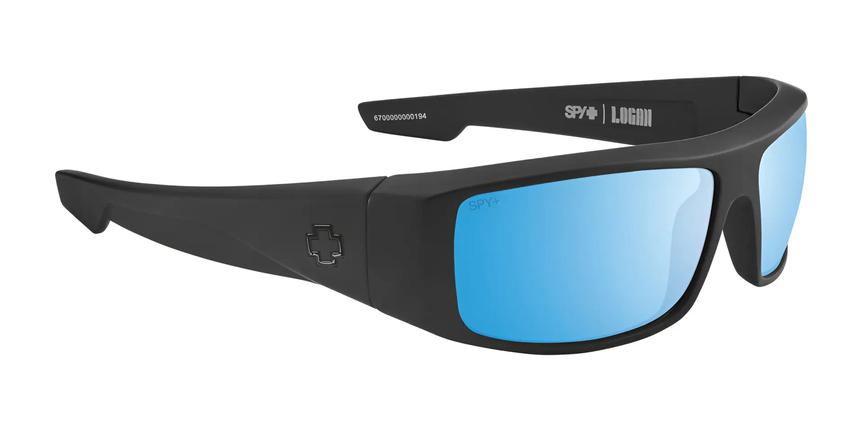 SPY LOGAN Sunglasses | Size 61 by SPY feature thick Grilamid frames, blue mirrored lenses, and a cross logo on the arms. SPY LOGAN Sunglasses | Size 61 by SPY feature thick Grilamid frames, blue mirrored lenses, and a cross logo on the arms.