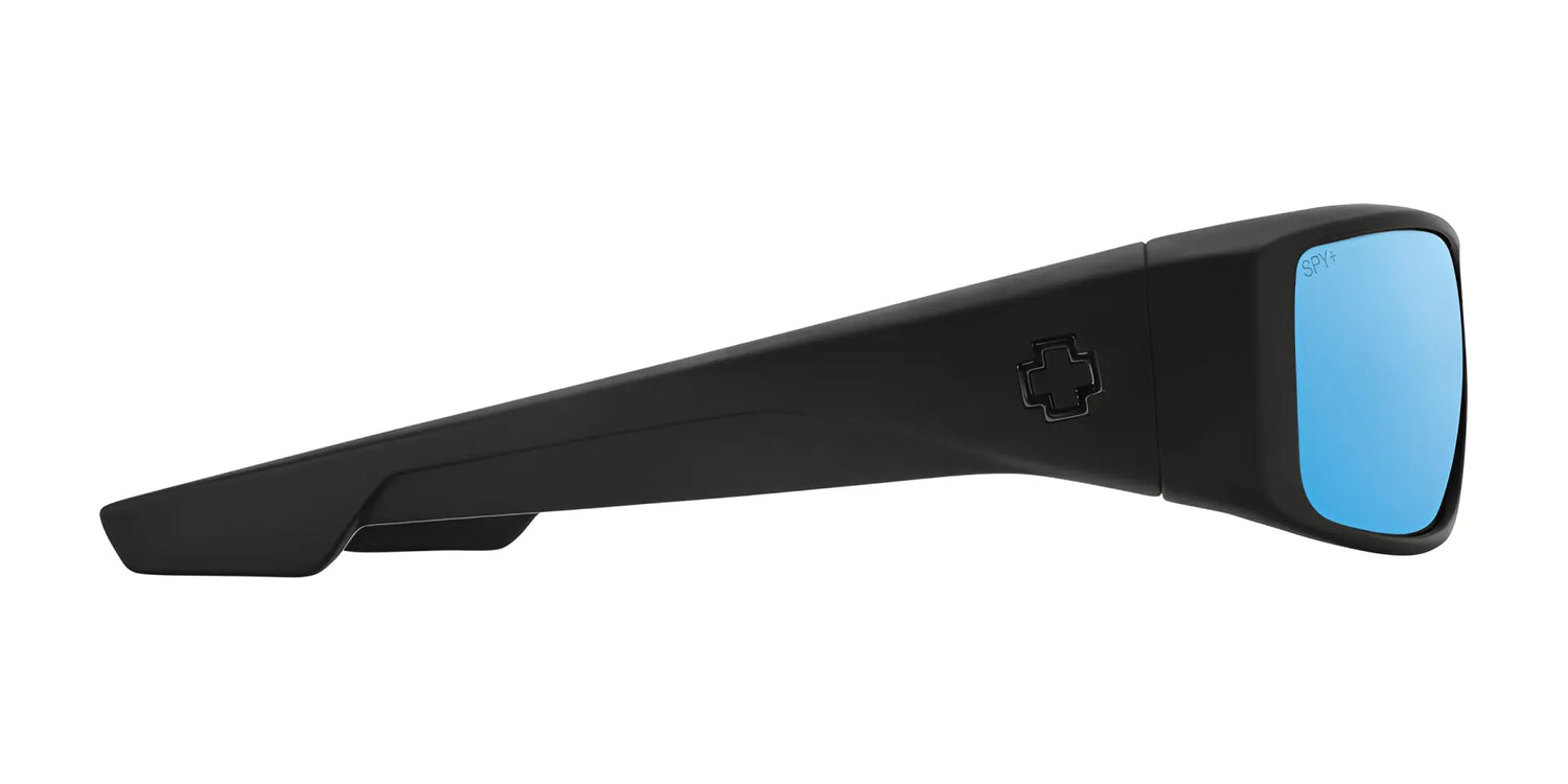 Side view of SPY LOGAN Sunglasses | Size 61 in black with thick arms and blue-mirrored SPY Happy™ lens, shown on a white background. Side view of SPY LOGAN Sunglasses | Size 61 in black with thick arms and blue-mirrored SPY Happy™ lens, shown on a white background.