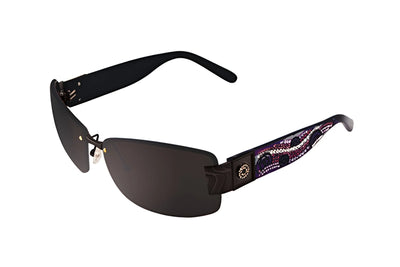 Takumi T9758 Sunglasses | Size 64 feature a black frame with crystal, violet, and lilac accents plus black Swarovski crystals, combining elegant design and premium style.