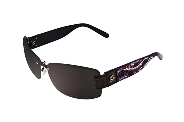 Takumi T9758 Sunglasses | Size 64 / Black W / Crystal / Violet / Lilac / Black Swarovski Crystals