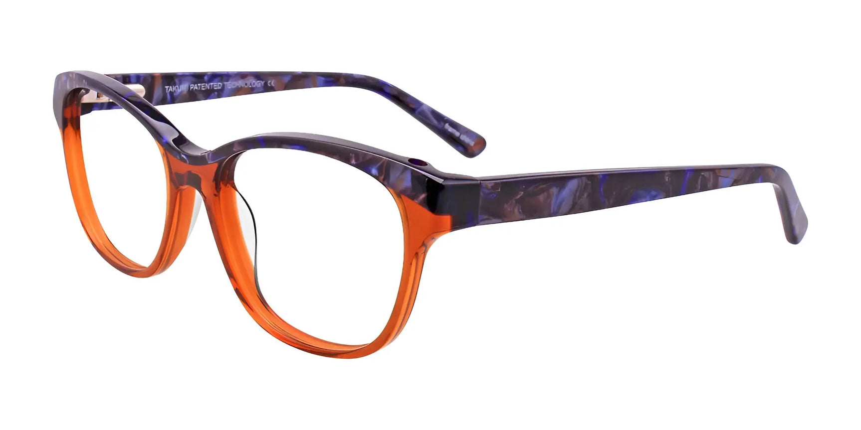 Takumi TK1018 Eyeglasses with Clip-on Sunglasses Crystal Orange & Marbled Pearl Blue Takumi TK1018 Eyeglasses with Clip-on Sunglasses Crystal Orange & Marbled Pearl Blue