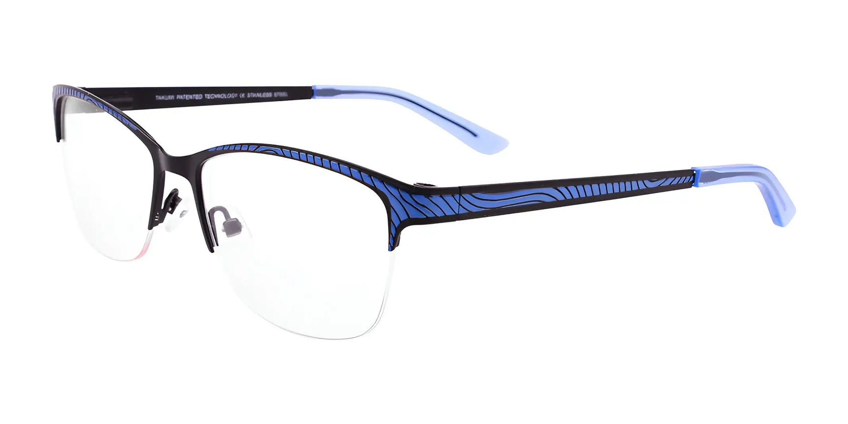 Takumi TK1021 Eyeglasses with Clip-on Sunglasses Shiny Blue & Satin Black / Blueclip Takumi TK1021 Eyeglasses with Clip-on Sunglasses Shiny Blue & Satin Black / Blueclip