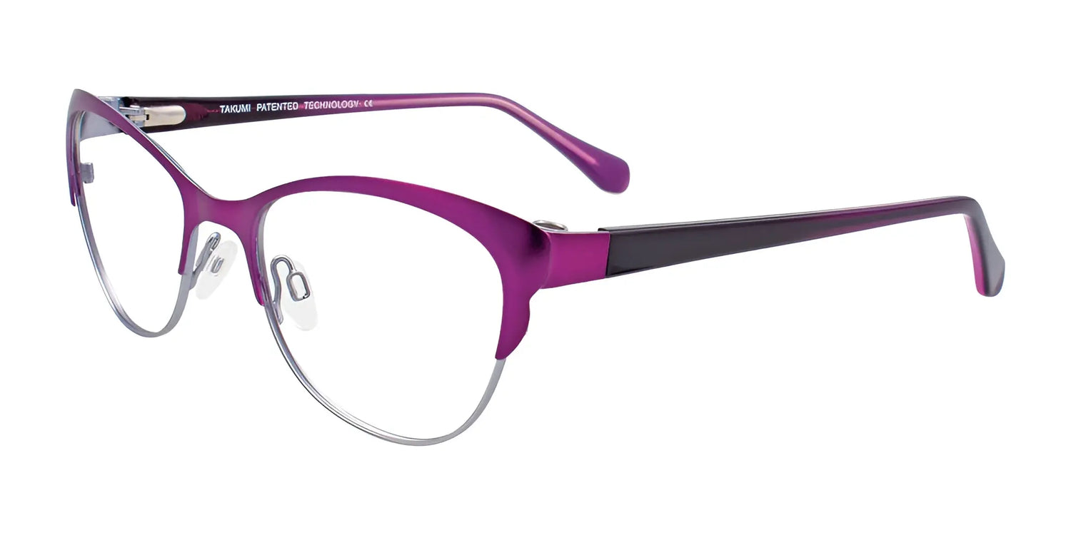 Takumi TK1027 Eyeglasses with Clip-on Sunglasses Satin Purple & Silver Takumi TK1027 Eyeglasses with Clip-on Sunglasses Satin Purple & Silver