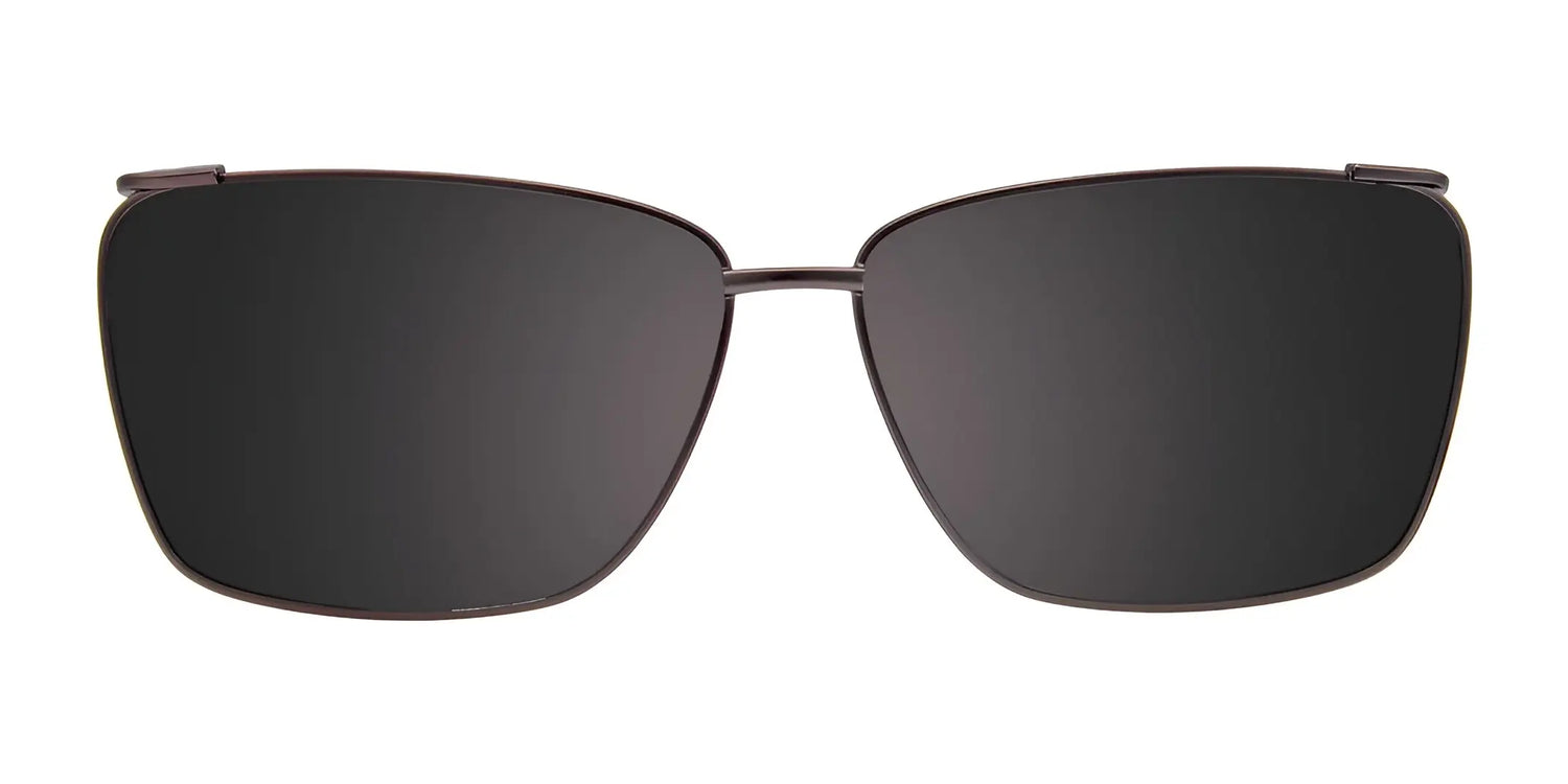 A pair of stylish black rectangular sunglasses with thin frames, resembling the Takumi TK1031 Eyeglasses with Clip-on Sunglasses by Takumi in Size 54, viewed from the front. A pair of stylish black rectangular sunglasses with thin frames, resembling the Takumi TK1031 Eyeglasses with Clip-on Sunglasses by Takumi in Size 54, viewed from the front.