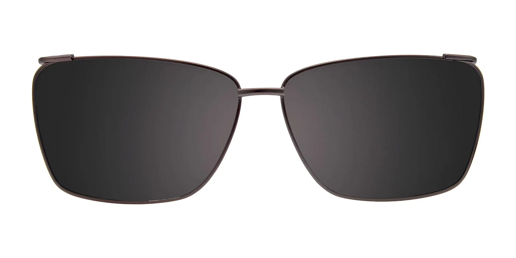 A pair of stylish black rectangular sunglasses with thin frames, resembling the Takumi TK1031 Eyeglasses with Clip-on Sunglasses by Takumi in Size 54, viewed from the front. A pair of stylish black rectangular sunglasses with thin frames, resembling the Takumi TK1031 Eyeglasses with Clip-on Sunglasses by Takumi in Size 54, viewed from the front.