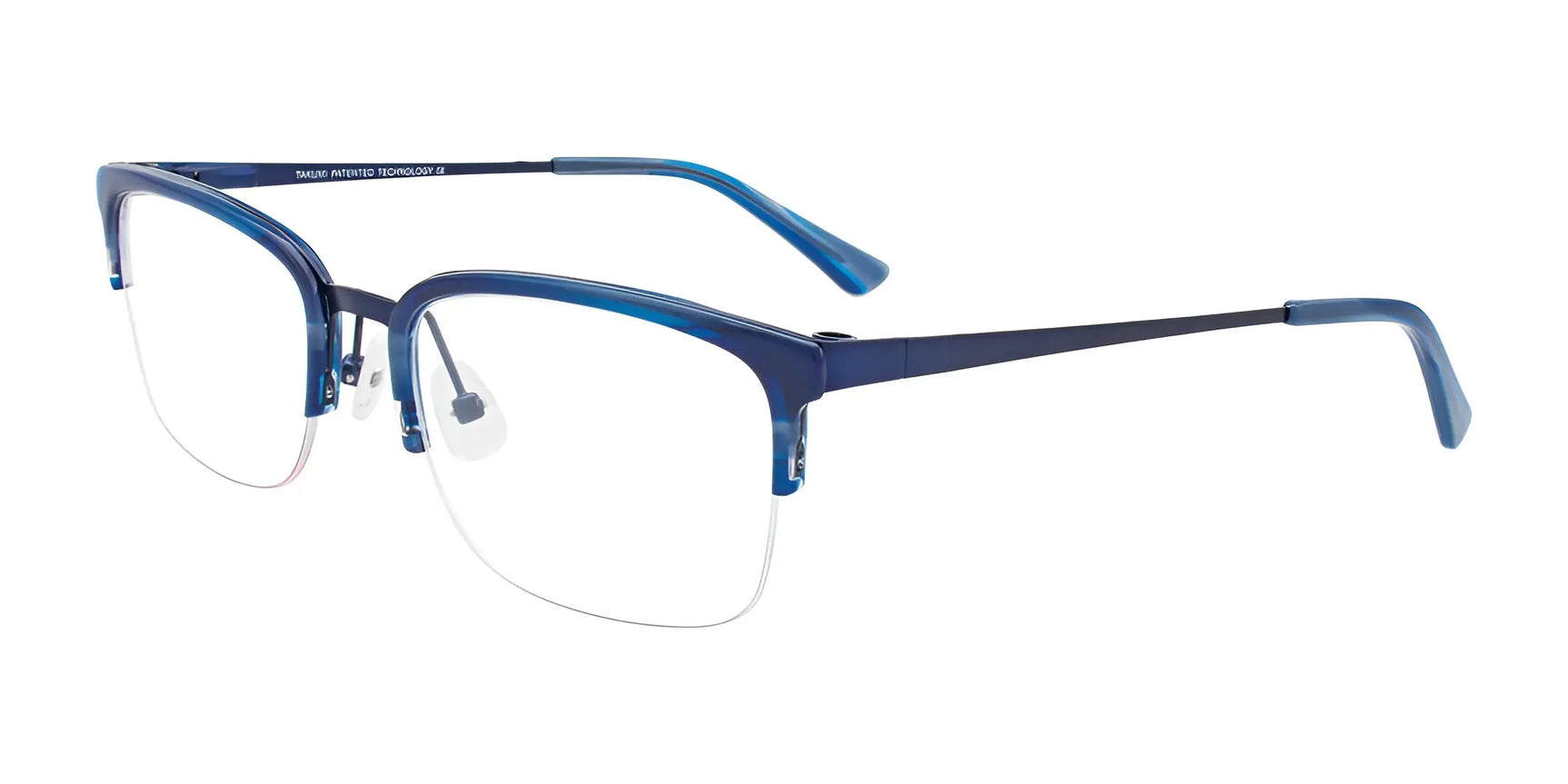Takumi TK1036 Eyeglasses with Clip-on Sunglasses Satin Navy & Marbled Blue Takumi TK1036 Eyeglasses with Clip-on Sunglasses Satin Navy & Marbled Blue