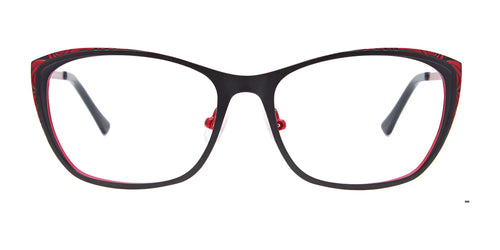 Takumi TK1090 Eyeglasses with Clip-on Sunglasses / Size 53 / Satin Black & Red