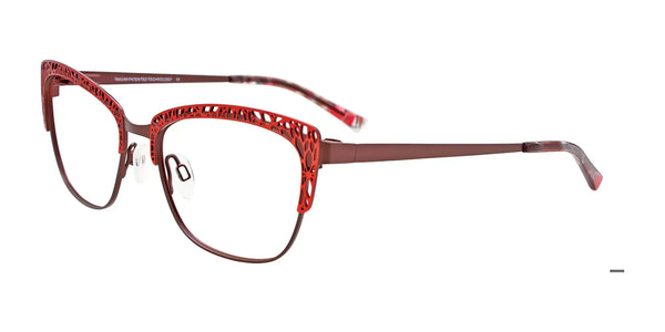 Takumi TK1130 Eyeglasses with Clip-on Sunglasses | Size 53 / Matt Dark Brown & Satin Red