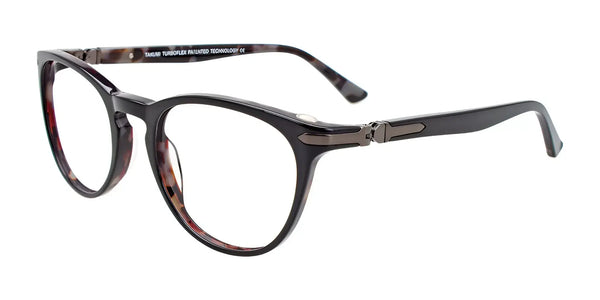 Takumi TK1132 Eyeglasses with Clip-on Sunglasses | Size 53 / Black (Demi Grey Inside)