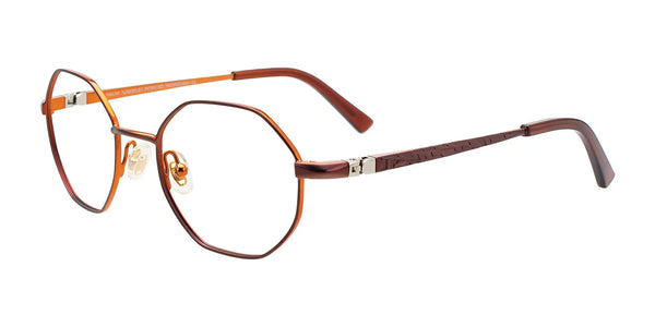 Takumi TK1149 Eyeglasses | Size 45 / Satin Dark Brown & Shiny Orange