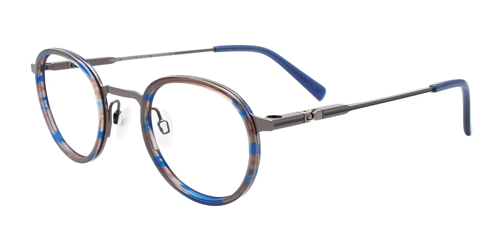 Takumi TK1153 Eyeglasses with Clip-on Sunglasses Blue Marbled & Satin Steel Takumi TK1153 Eyeglasses with Clip-on Sunglasses Blue Marbled & Satin Steel