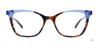 Takumi TK1154 Eyeglasses with Clip-on Sunglasses | Size 54 / Blue & Brown Marbled & Crystal Blue
