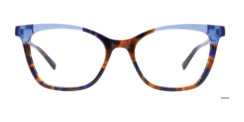 Takumi TK1154 Eyeglasses with Clip-on Sunglasses / Size 54 / Blue & Brown Marbled & Crystal Blue