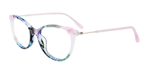 Takumi TK1155 Eyeglasses with Clip-on Sunglasses | Size 53 / Blue & Green Marbled & Ligh Purple & Crystal