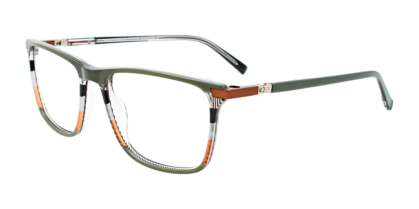 Takumi TK1156 Eyeglasses with Clip-on Sunglasses Green & Multicolor Lines & Copper Takumi TK1156 Eyeglasses with Clip-on Sunglasses Green & Multicolor Lines & Copper