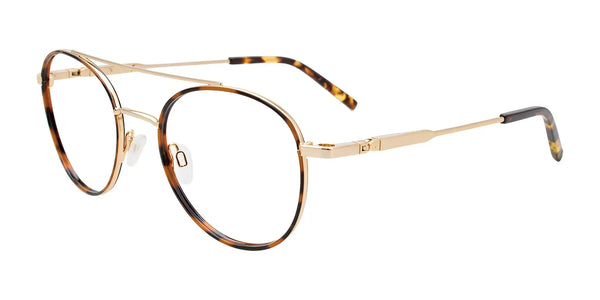 Takumi TK1173 Eyeglasses with Clip-on Sunglasses | Size 51 / Shiny Demi Amber & Shiny Gold