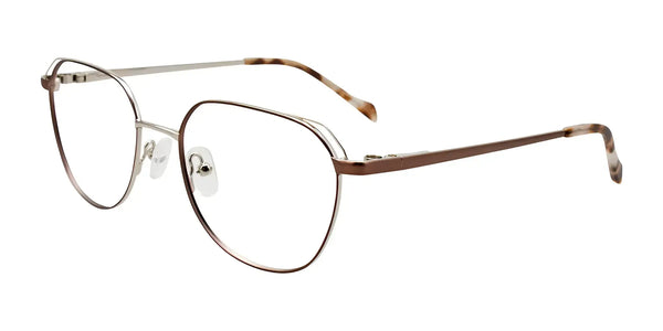 Takumi TK1175 Eyeglasses with Clip-on Sunglasses | Size 51 / Matt Light Brown & Shiny Silver