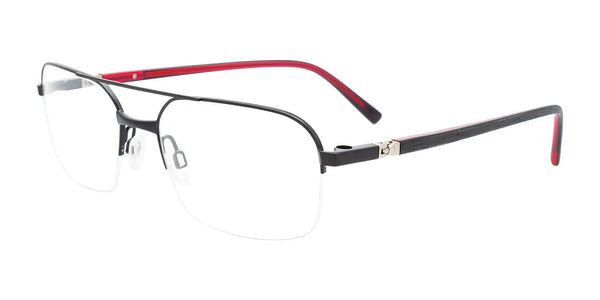 Takumi TK1194 Eyeglasses with Clip-on Sunglasses | Size 56 / Satin Black/Red