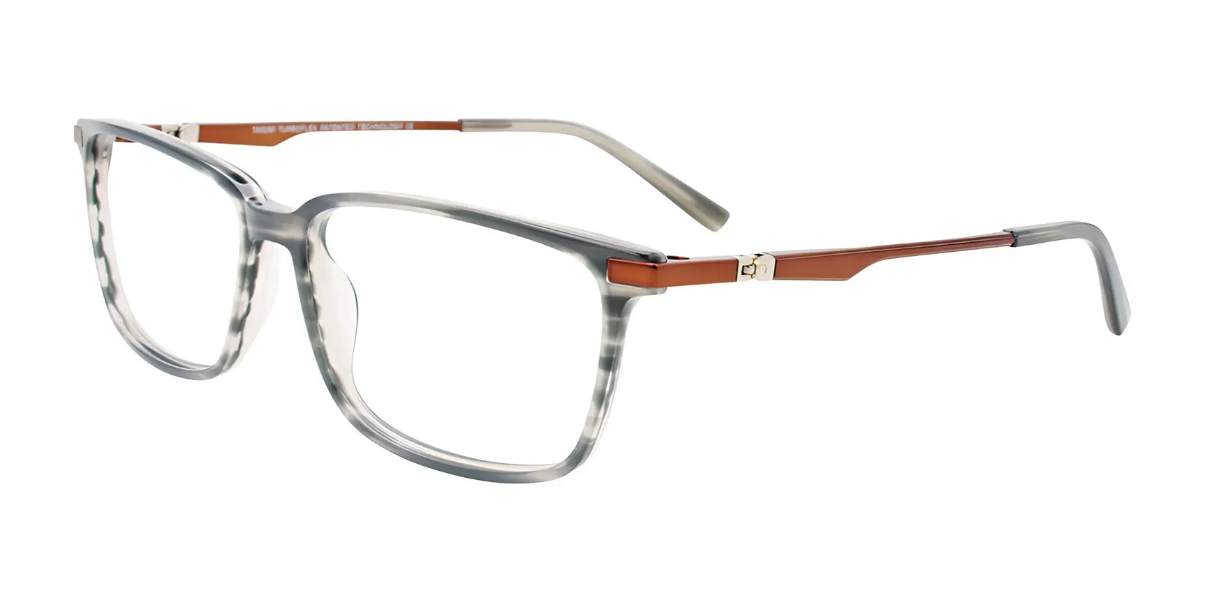 Takumi TK1196 Eyeglasses with Clip-on Sunglasses Striped Grey / Satin Copper Takumi TK1196 Eyeglasses with Clip-on Sunglasses Striped Grey / Satin Copper
