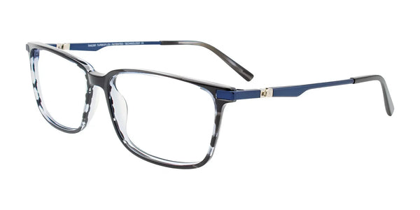 Takumi TK1196 Eyeglasses with Clip-on Sunglasses | Size 59 / Striped Black/Satin Blue