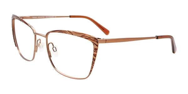 Takumi TK1201 Eyeglasses with Clip-on Sunglasses | Size 55 / Light Brown & Dark Brown/Lt Brown