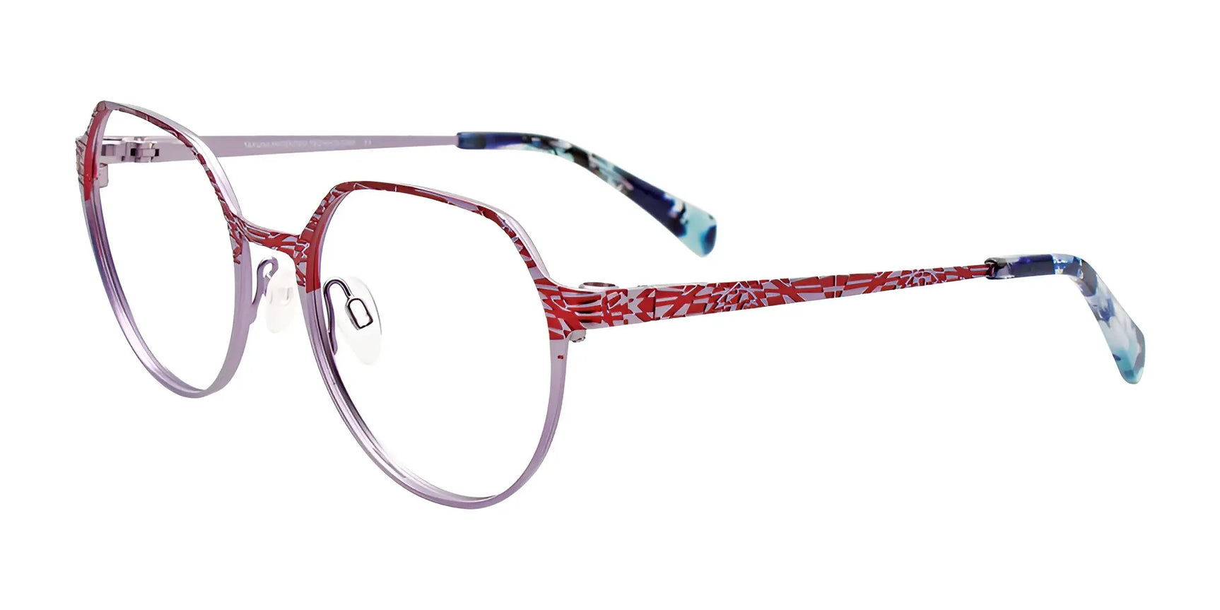 Takumi TK1203 Eyeglasses with Clip-on Sunglasses Light Lilac & Red Takumi TK1203 Eyeglasses with Clip-on Sunglasses Light Lilac & Red