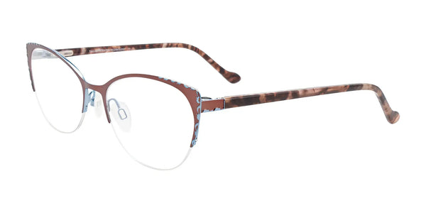 Takumi TK1204 Eyeglasses with Clip-on Sunglasses | Size 52 / Sat Brn & Sh Blue/Brn Tort