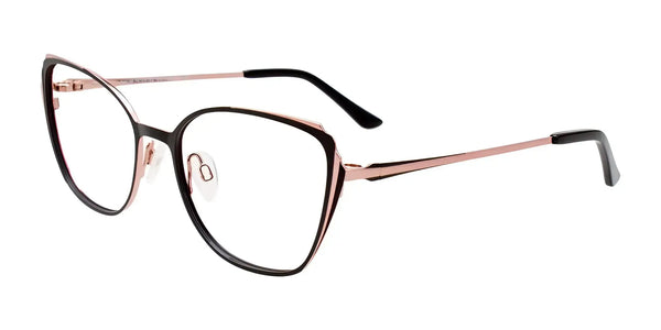 Takumi TK1210 Eyeglasses with Clip-on Sunglasses | Size 53 / Black & Pink Gold