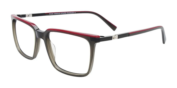 Takumi TK1231 Eyeglasses with Clip-on Sunglasses | Size 53 / Crystal Black & Burgundy