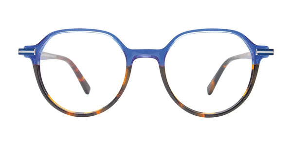 Takumi TK1242 Eyeglasses with Clip-on Sunglasses | Size 48 / Blue & Tortoise/Tortoise