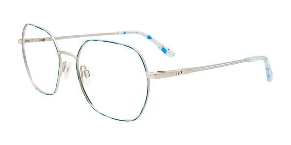Takumi TK1243 Eyeglasses with Clip-on Sunglasses | Size 53 / Blue Tortoise & Silver