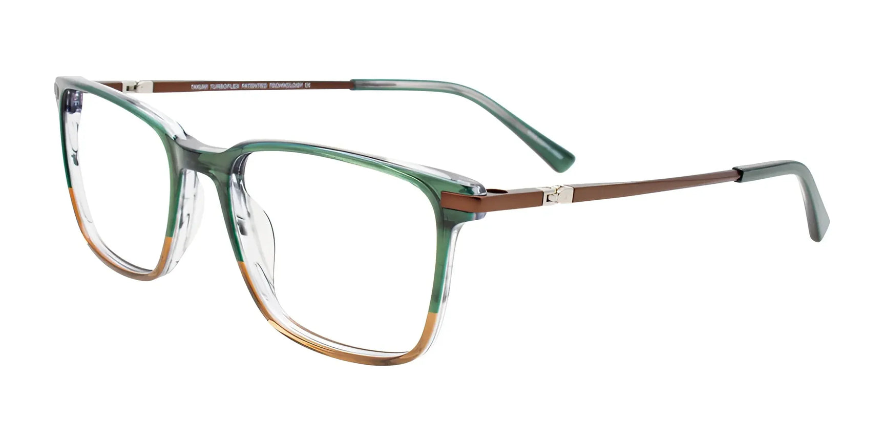 Takumi TK1269 Eyeglasses with Clip-on Sunglasses Green & Brown Takumi TK1269 Eyeglasses with Clip-on Sunglasses Green & Brown