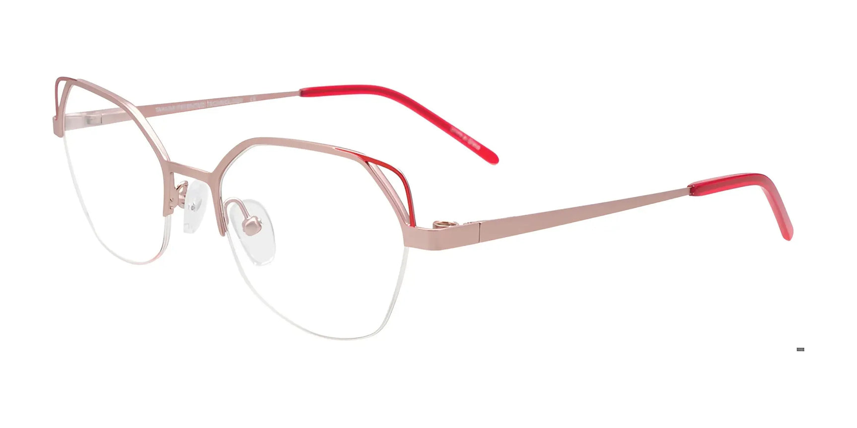 Takumi TK1270 Eyeglasses with Clip-on Sunglasses Rose Gold & Red Trim Takumi TK1270 Eyeglasses with Clip-on Sunglasses Rose Gold & Red Trim