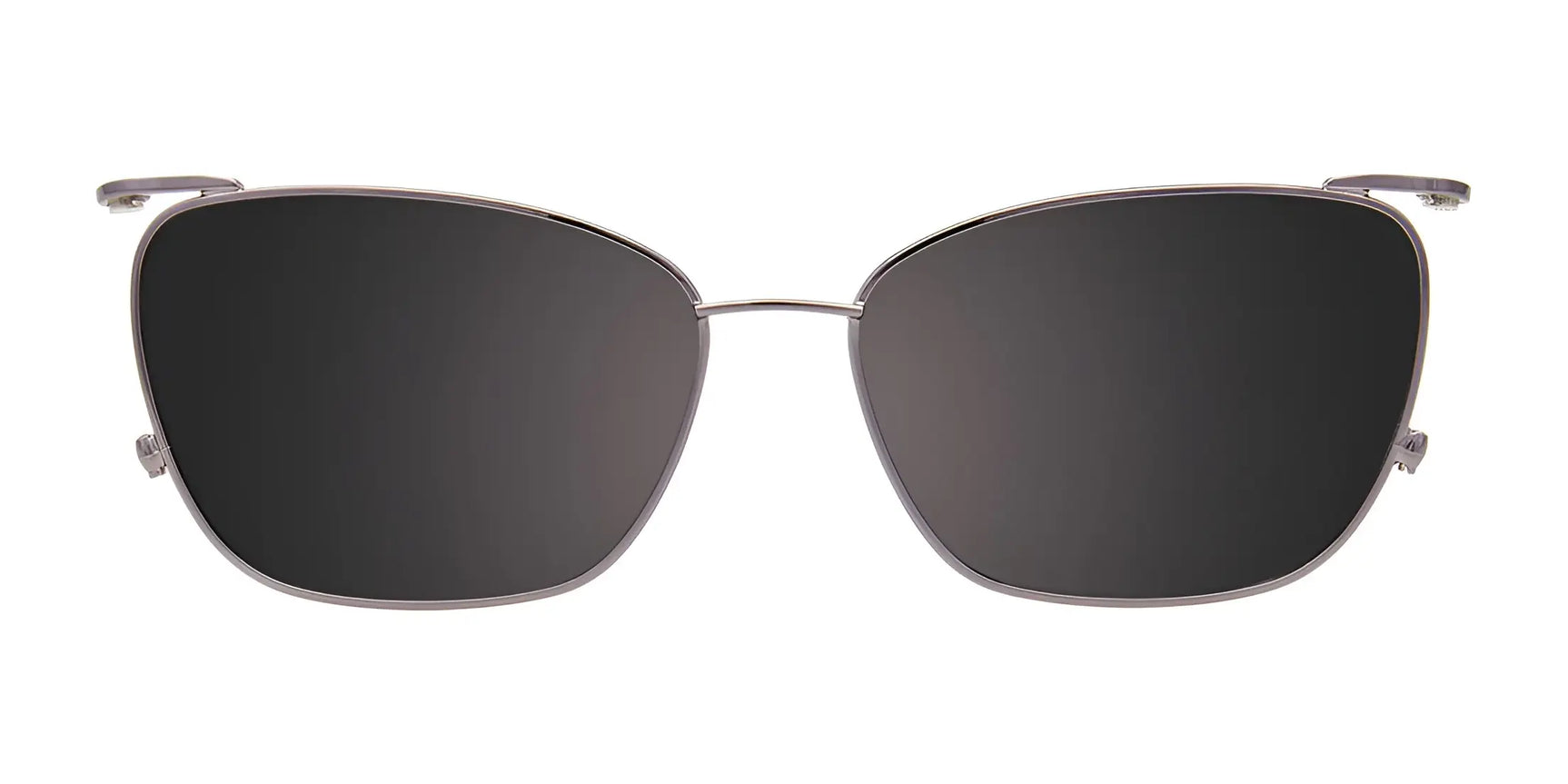 Takumi TK1274 Eyeglasses with Clip-on Sunglasses (Size 52) by Takumi, shown front-facing on a white background. These black cat-eye frames have thin silver metal and are compatible with polarized clip-on sunglasses for extra versatility. Takumi TK1274 Eyeglasses with Clip-on Sunglasses (Size 52) by Takumi, shown front-facing on a white background. These black cat-eye frames have thin silver metal and are compatible with polarized clip-on sunglasses for extra versatility.