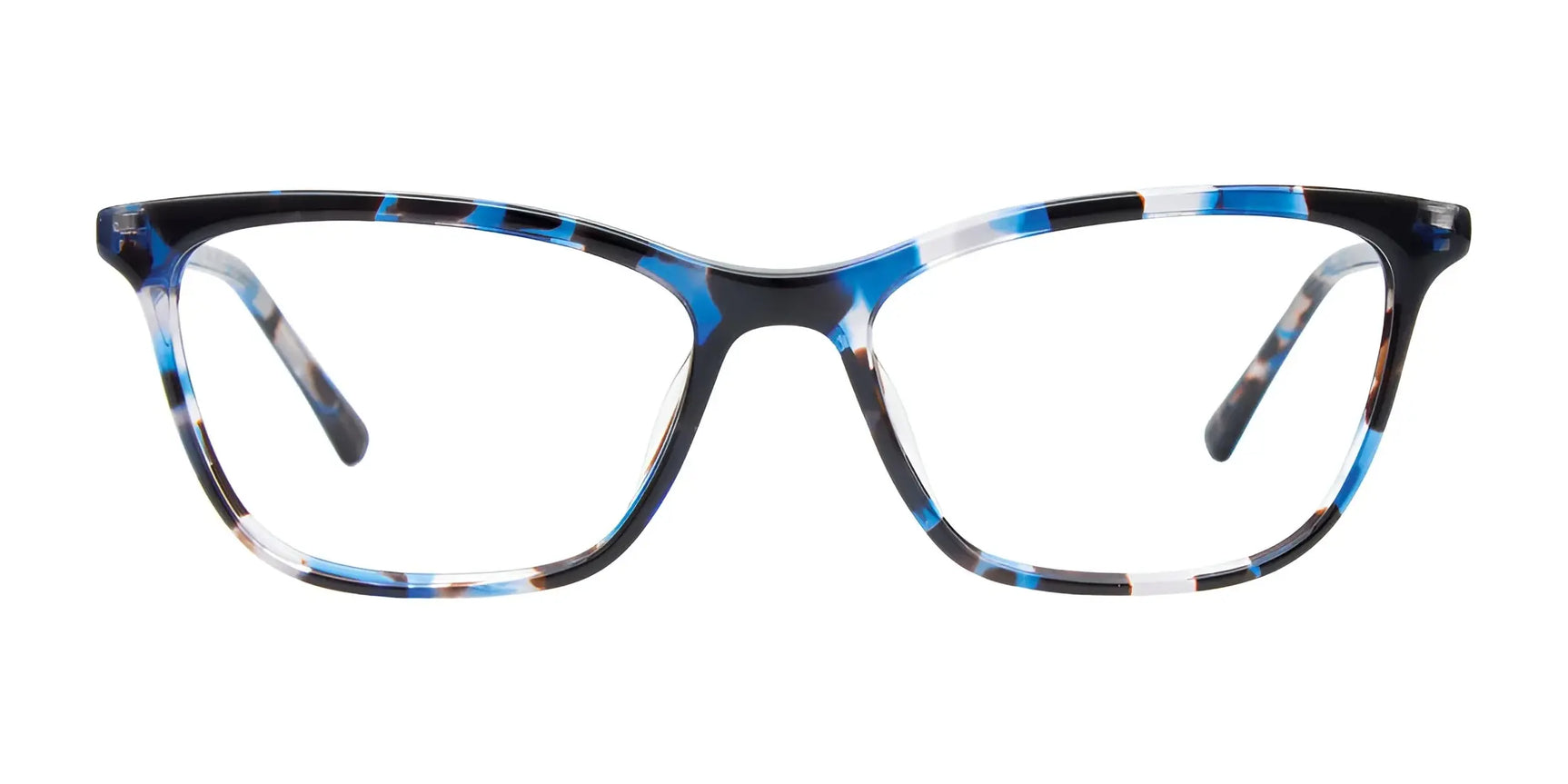 Takumi TK1274 Eyeglasses with Clip-on Sunglasses, size 52, feature blue, black, and white tortoiseshell rectangular frames. Includes a polarized clip-on for versatile style. Takumi TK1274 Eyeglasses with Clip-on Sunglasses, size 52, feature blue, black, and white tortoiseshell rectangular frames. Includes a polarized clip-on for versatile style.