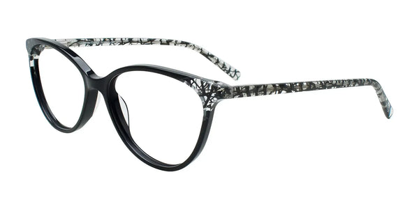 Takumi TK1283 Eyeglasses with Clip-on Sunglasses | Size 53 / Black & Black Print Pattern On Crystal