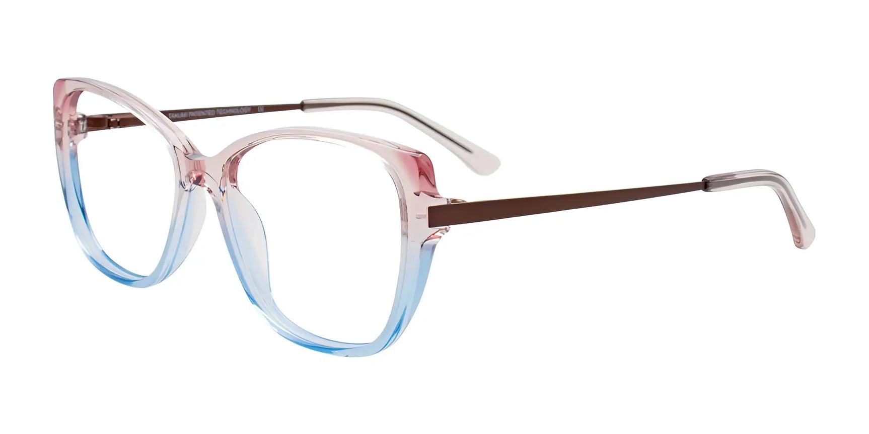 Takumi TK1287 Eyeglasses with Clip-on Sunglasses Transparent Pink To Lt. Blue Gradient Takumi TK1287 Eyeglasses with Clip-on Sunglasses Transparent Pink To Lt. Blue Gradient