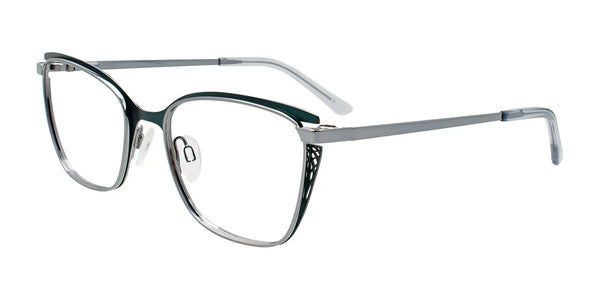 Takumi TK1288 Eyeglasses with Clip-on Sunglasses | Size 52 / Dark Green & Shiny Steel