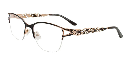 Takumi TK1291 Eyeglasses with Clip-on Sunglasses / Size 52 / Black & Pink Gold