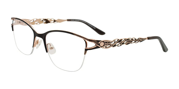 Takumi TK1291 Eyeglasses with Clip-on Sunglasses | Size 52 / Black & Pink Gold