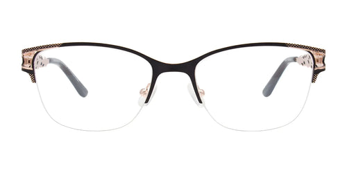 Takumi TK1291 Eyeglasses with Clip-on Sunglasses / Size 52 / Black & Pink Gold
