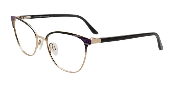 Takumi TK1293 Eyeglasses with Clip-on Sunglasses | Size 52 / Black & Gold With Pattern
