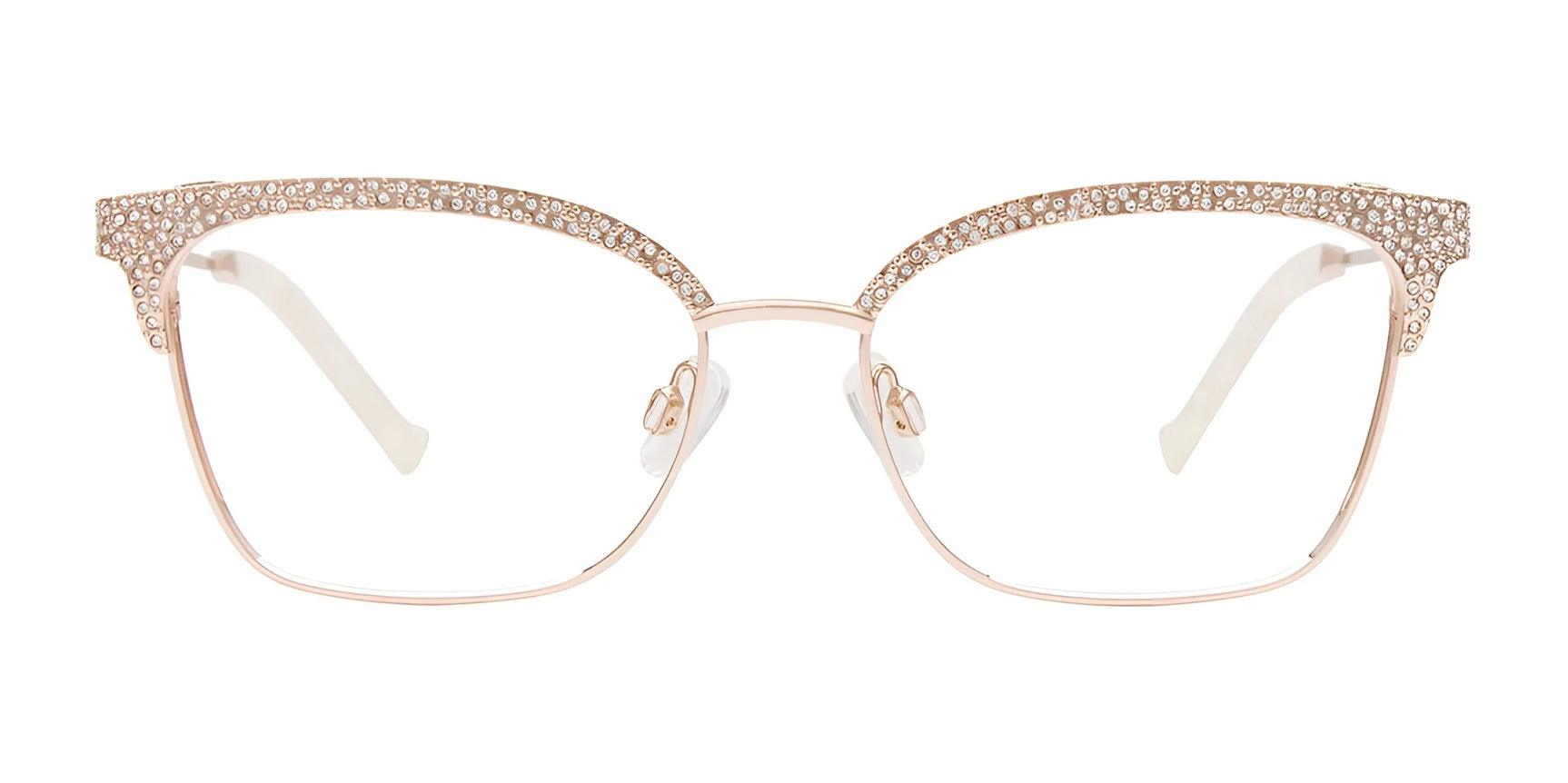 The Takumi TK1314 Eyeglasses in Size 53 feature gold cat-eye frames with rhinestone accents on the rims and temples. These prescription-ready glasses offer a perfect blend of elegance and practicality, ensuring you don't compromise on style or functionality. The Takumi TK1314 Eyeglasses in Size 53 feature gold cat-eye frames with rhinestone accents on the rims and temples. These prescription-ready glasses offer a perfect blend of elegance and practicality, ensuring you don't compromise on style or functionality.
