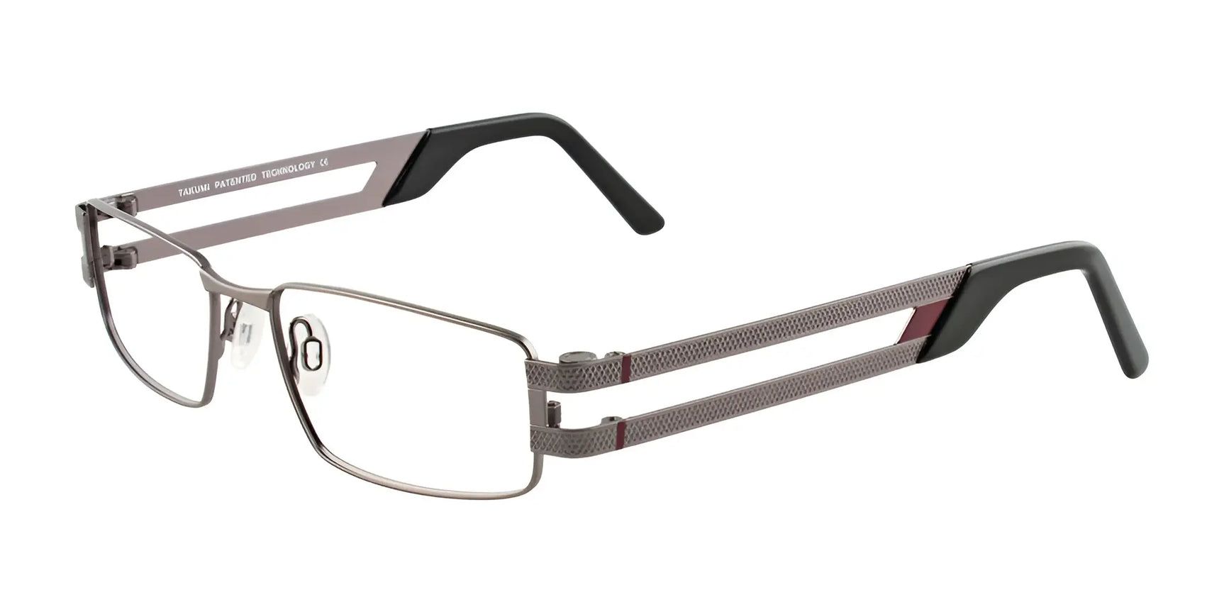 Takumi TK917 Eyeglasses with Clip-on Sunglasses Satin Grey & Burgandy Takumi TK917 Eyeglasses with Clip-on Sunglasses Satin Grey & Burgandy