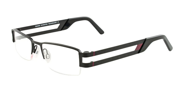 Takumi TK918 Eyeglasses with Clip-on Sunglasses | Size 49 / Matt Black & Burgundy