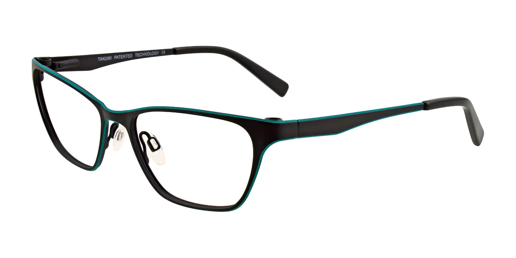 Takumi TK949 Eyeglasses with Clip-on Sunglasses Satin Black & Turquoise Takumi TK949 Eyeglasses with Clip-on Sunglasses Satin Black & Turquoise